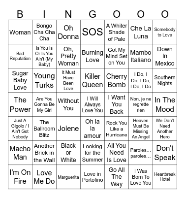 Vinstogo Musikkbingo 17 Bingo Card