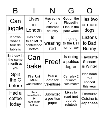 LIMUN AU Bingo!! Bingo Card