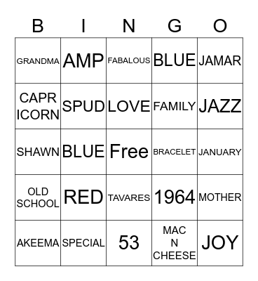 Warnetta 53rd Birthday  Bingo Card