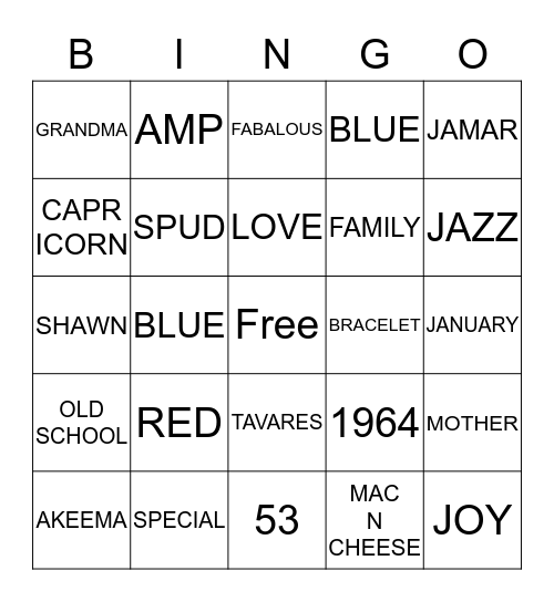 Warnetta 53rd Birthday  Bingo Card