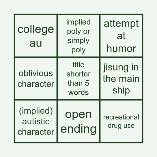 miko fic bingo Card
