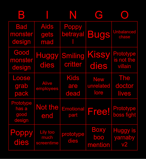 Evil toy game chapter 5 Bingo Card