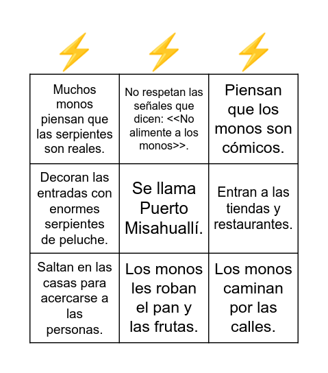 RELÁMPAGO Bingo Card