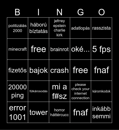 magyar roblox bingo Card