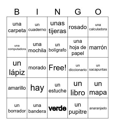 Nouns and Articles Bingo Card