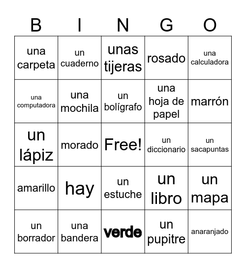 Nouns and Articles Bingo Card