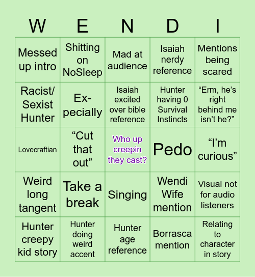 CREEPCAST Bingo Card