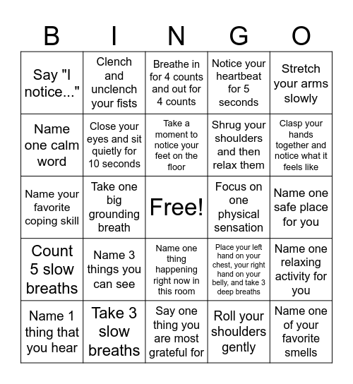 MINDFULNESS BINGO Card