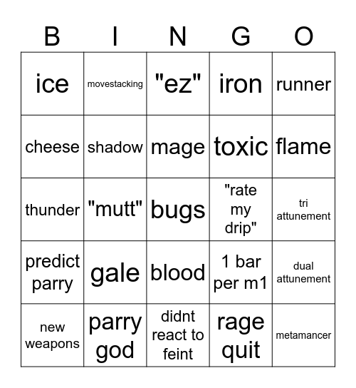 chime bingo Card