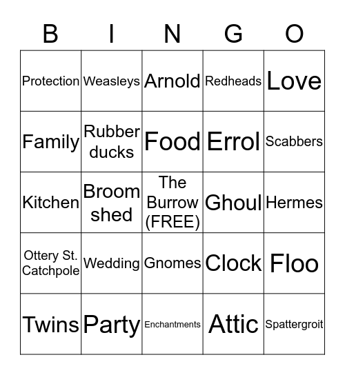 The Burrow Bingo Card