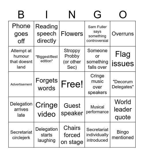 LIMUN 2026 OPENING BINGO Card