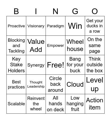 Executive Conference Call Bingo Card