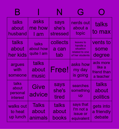 Ms.Mentor Bingo Card