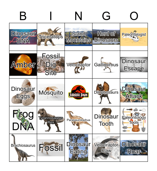 JURASSIC PARK Bingo Card