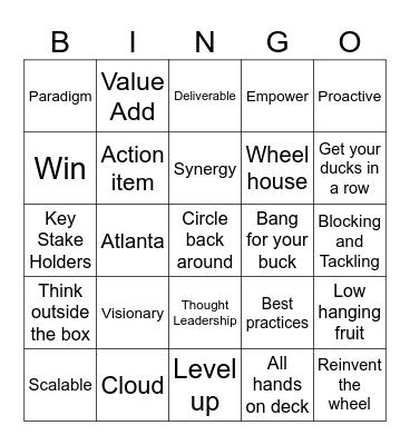 Executive Conference Call Bingo Card