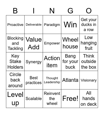 Executive Conference Call Bingo Card