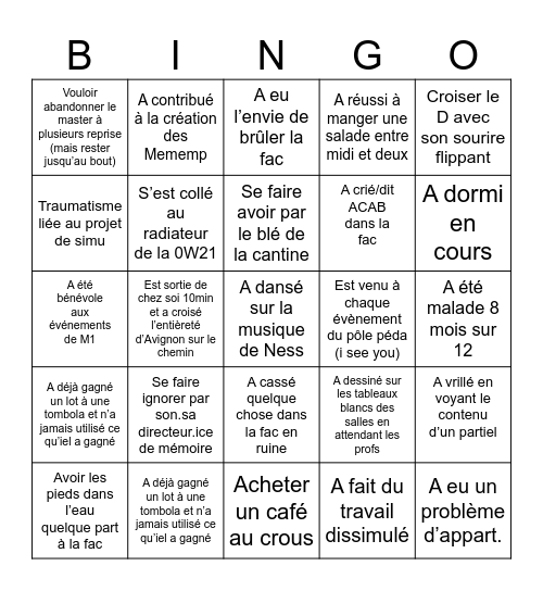 Le MMP Bingo Card