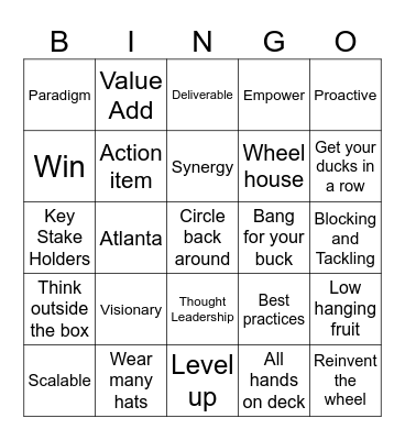 Executive Conference Call Bingo Card