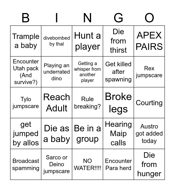 Dynasty BINGO day 4 RIPARIA EDITION Bingo Card