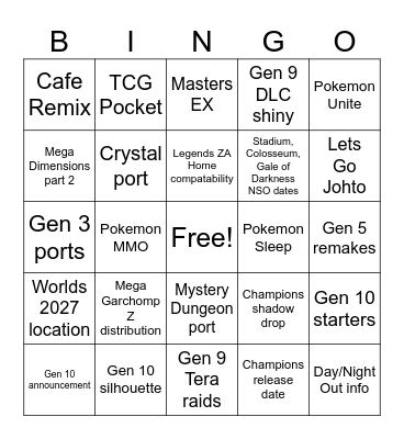 Pokemon Day 2026 Bingo Card