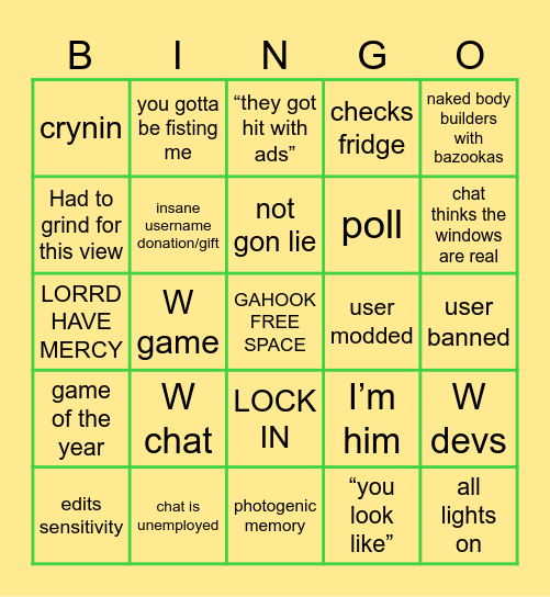 Caseoh Bingo Card