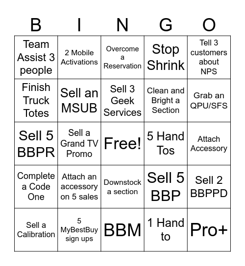 Weekend Bingo Card