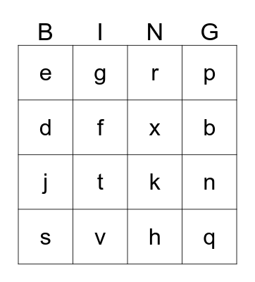Alphabet Bingo Card