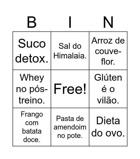 Bingo da Nutrição Bingo Card