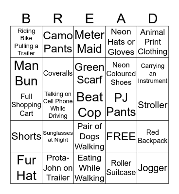 ALWAYS CARBS Bingo Card