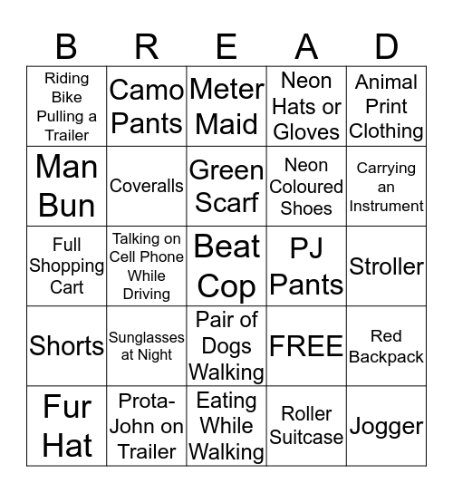 ALWAYS CARBS Bingo Card