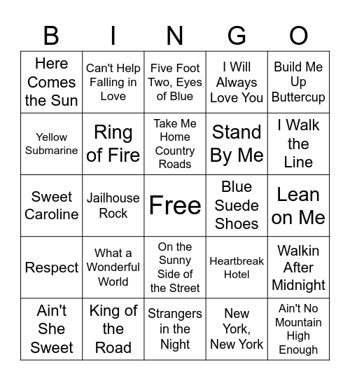 Music Bingo Card