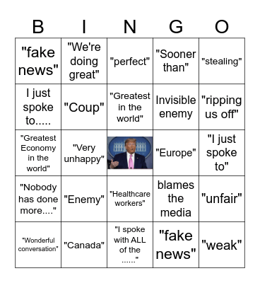 Trump Speech Bingo Card