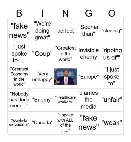 Trump Speech Bingo Card
