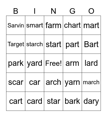 AR Bingo Card