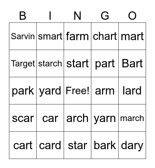 AR Bingo Card