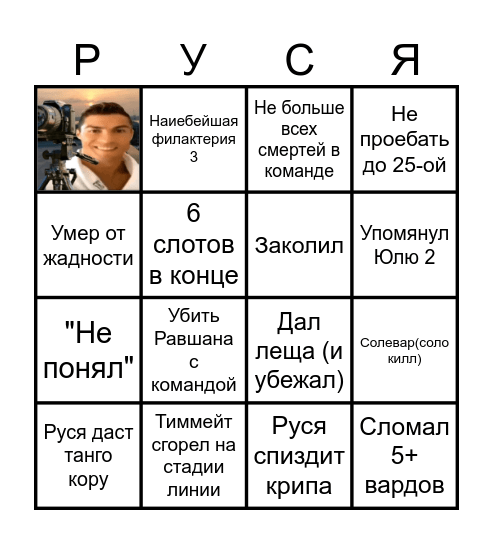 Психологическое БИНГО Руси Bingo Card