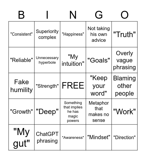 Micah Marshall Bingo Card