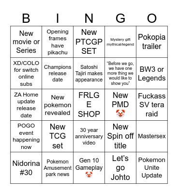 PP27 Bingo Card