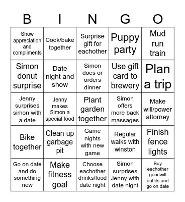 COUPLES BINGO Card