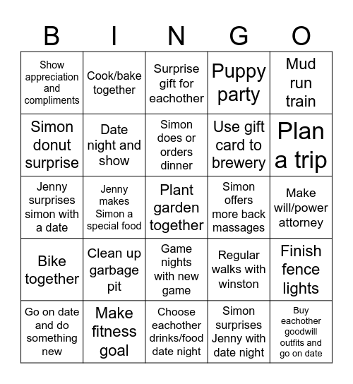 COUPLES BINGO Card