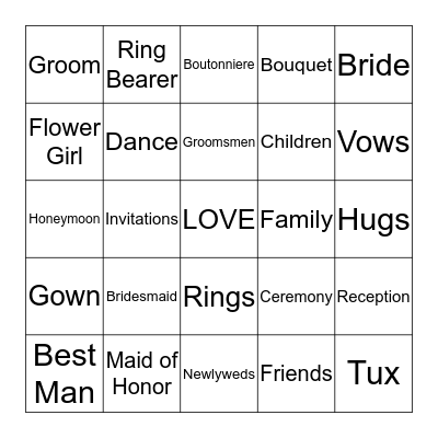 Jenn & Cameron Bingo Card