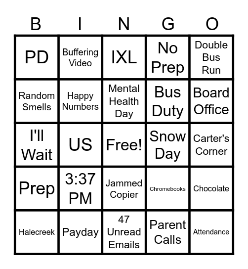 Halecreek Bingo Card