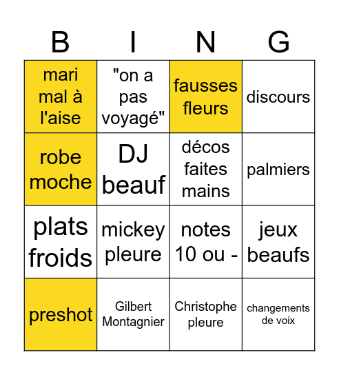 mariage mickey Bingo Card