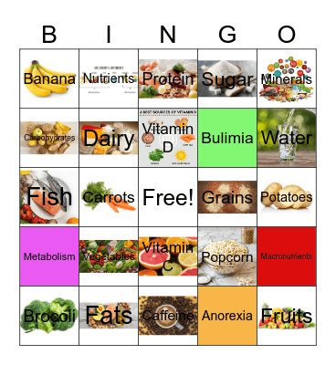 Nutrition Bingo Card