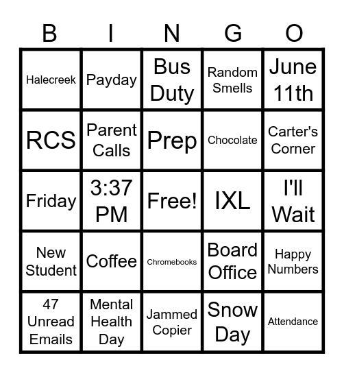 Halecreek Bingo Card