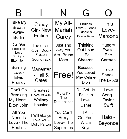 Valentine's Day Bingo Card