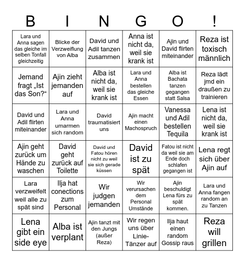 La Rueda del Drama Bingo Card