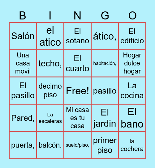 La Casa Bingo Card