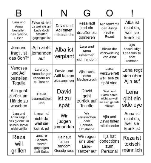 La Rueda del Drama Bingo Card