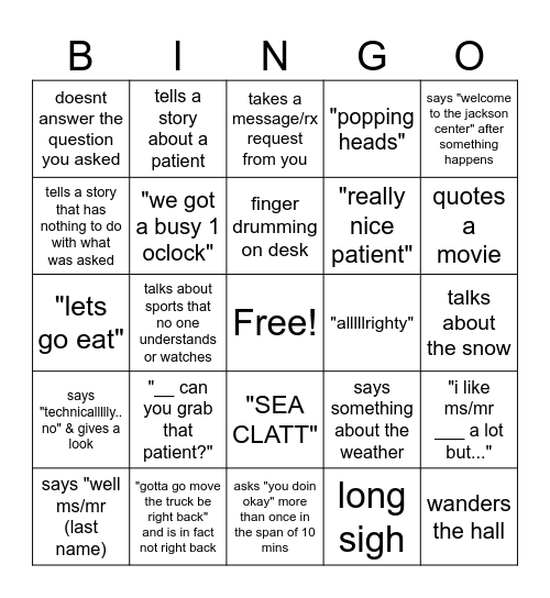 chad bingo Card